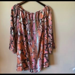 Rare Buddy Love Snakeskin Off The Shoulder Dress